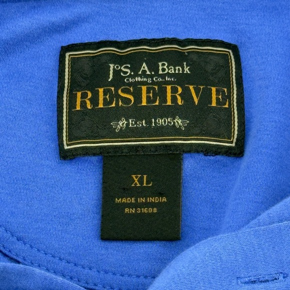 Jos. A. Bank Reserve Mens XL Blue Short Sleeve Polo Shirt Solid Casual Cotton - Picture 4 of 7